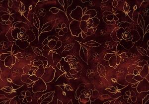 Fototapeta - Zlaté květy a listy (254x184 cm)