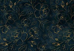 Fototapeta - Zlaté květy a listy (254x184 cm)
