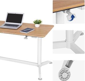 VASAGLE Dřevěný psací stůl výškově nastavitelný - bílá - 120x60x72 cm
