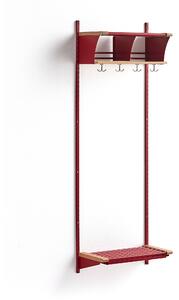 AJ Produkty Šatní stěna JEPPE, 2 přihrádky, 1790x600x300 mm, dub/červená
