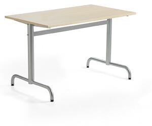 AJ Produkty Stůl PLURAL, 1200x700x720 mm, akustická HPL deska, bříza, stříbrná