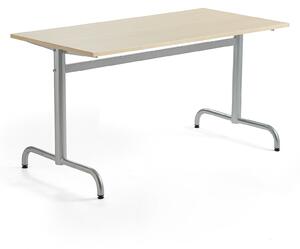 AJ Produkty Stůl PLURAL, 1400x700x720 mm, akustická HPL deska, bříza, stříbrná