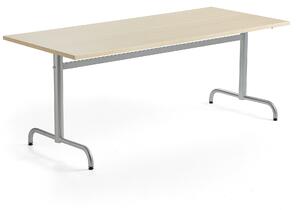 AJ Produkty Stůl PLURAL, 1800x800x720 mm, akustická HPL deska, bříza, stříbrná