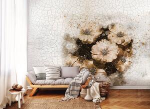 Fototapeta - Květiny - popraskané zdi (254x184 cm)