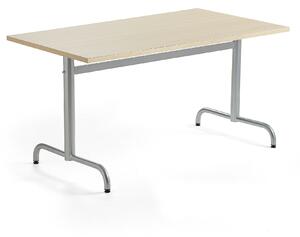 AJ Produkty Stůl PLURAL, 1400x800x720 mm, akustická HPL deska, bříza, stříbrná