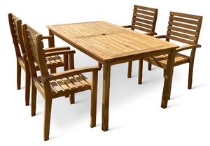 Zahradní dřevěný stůl LUCY + 4x dřevěné křeslo Luc