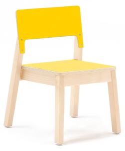 AJ Produkty Dětská židle LOVE, výška 350 mm, bříza, žlutá