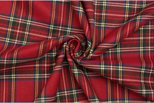 Kostýmová látka v keprové (twill) vazbě elastická - Červené skotské káro