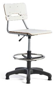 AJ Produkty Otočná židle LEGERE, velký sedák, s kluzáky, nastavitelná výška 500-690 mm, bílá