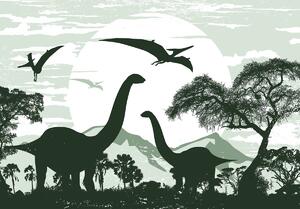 Fototapeta - Zelení dinosauři 2 (254x184 cm)