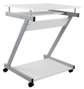 VASAGLE Počítačový stolek na kolečkách - bílý - 60x48x73 cm