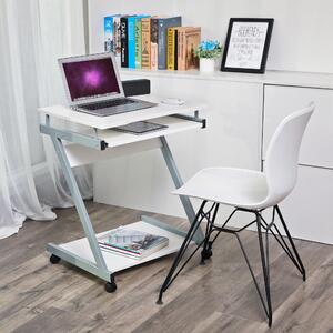 VASAGLE Počítačový stolek na kolečkách - bílý - 60x48x73 cm