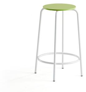 AJ Produkty Barová židle TIMMY, výška 630 mm, bílé nohy, zelený sedák