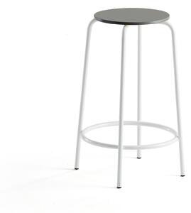 AJ Produkty Barová židle TIMMY, výška 630 mm, bílé nohy, tmavě šedý sedák