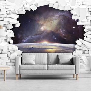 Fototapeta - Cihlová zeď a vesmír (152,5x104 cm)