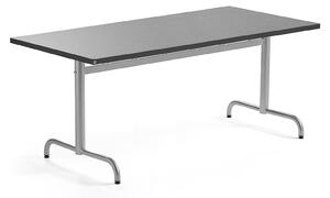 AJ Produkty Stůl PLURAL, 1600x800x720 mm, linoleum, tmavě šedá, stříbrná