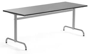 AJ Produkty Stůl PLURAL, 1800x700x720 mm, linoleum, tmavě šedá, stříbrná