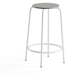 AJ Produkty Barová židle TIMMY, výška 630 mm, bílé nohy, světle šedý sedák