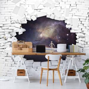 Fototapeta - Cihlová zeď a vesmír (152,5x104 cm)
