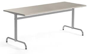 AJ Produkty Stůl PLURAL, 1800x700x720 mm, linoleum, šedá, stříbrná
