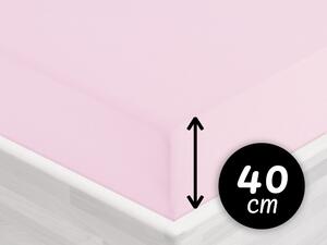 Jersey napínací prostěradlo na extra vysokou matraci JR-032 Pudrově růžová 90 x 200 - výška 40 cm