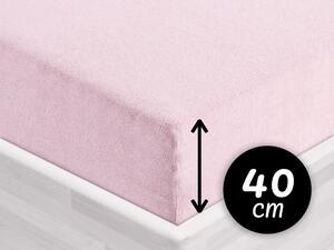 Froté napínací prostěradlo na extra vysokou matraci FR-032 Pudrově růžová 160 x 200 - výška 40 cm