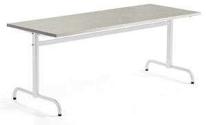 AJ Produkty Stůl PLURAL, 1800x700x720 mm, linoleum, šedá, bílá