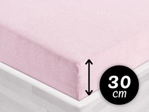 Froté napínací prostěradlo na vysokou matraci FR-032 Pudrově růžová 180 x 200 - výška 30 cm