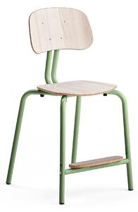 AJ Produkty Školní židle YNGVE, 4 nohy, výška 520 mm, zelená/jasan
