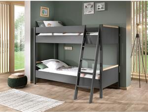 Tmavě šedá patrová dětská postel 90x200 cm Londen - Vipack