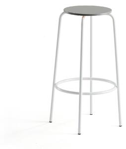 AJ Produkty Barová židle TIMMY, výška 730 mm, bílé nohy, světle šedý sedák