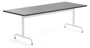 AJ Produkty Stůl PLURAL, 1800x800x720 mm, linoleum, tmavě šedá, bílá