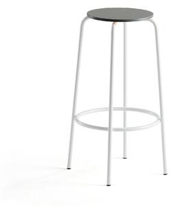AJ Produkty Barová židle TIMMY, výška 730 mm, bílé nohy, tmavě šedý sedák