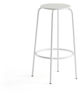 AJ Produkty Barová židle TIMMY, výška 730 mm, bílé nohy, bílý sedák