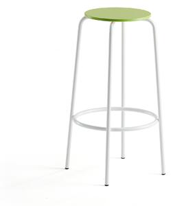 AJ Produkty Barová židle TIMMY, výška 730 mm, bílé nohy, zelený sedák