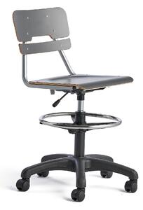 AJ Produkty Otočná židle LEGERE, velký sedák, s kolečky, nastavitelná výška 530-720 mm, antracitově šedá
