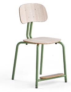 AJ Produkty Školní židle YNGVE, 4 nohy, výška 500 mm, zelená/jasan