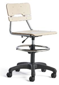 AJ Produkty Otočná židle LEGERE, velký sedák, s kolečky, nastavitelná výška 530-720 mm, bříza