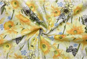 Bavlněné plátno - Narcis a motýli