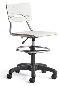 AJ Produkty Otočná židle LEGERE, velký sedák, s kolečky, nastavitelná výška 530-720 mm, bílá