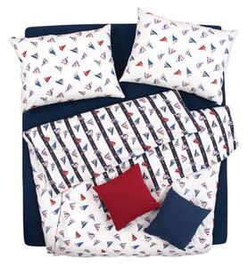 Povlečení KLASIK DESIGN regata smetanovomodročervená 140 x 200/70 x 90 cm