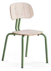 AJ Produkty Školní židle YNGVE, 4 nohy, výška 460 mm, zelená/jasan