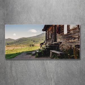 Foto obraz sklo tvrzené Dřevěný dům hory osh-131816797