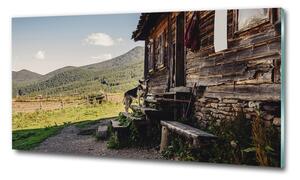 Foto obraz sklo tvrzené Dřevěný dům hory osh-131816797
