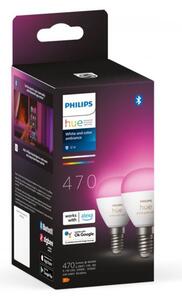8719514491281 Philips Hue White and Color Ambiance žárovka LED E14 5,1W/470lm 2000-6500K+RGB P45 kapka 2-set