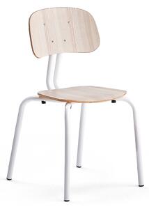 AJ Produkty Školní židle YNGVE, 4 nohy, výška 460 mm, bílá/jasan