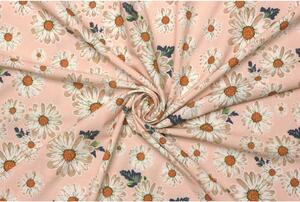 Šatová | halenková látka polyester elastická - Květinový vzor kopretina