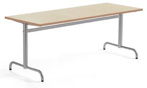 AJ Produkty Stůl PLURAL, 1800x700x720 mm, linoleum, béžová, stříbrná