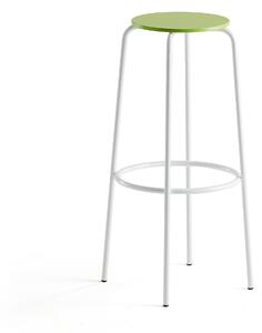 AJ Produkty Barová židle TIMMY, výška 830 mm, bílé nohy, zelený sedák