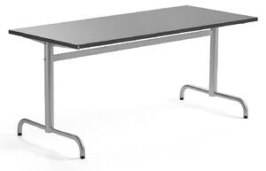 AJ Produkty Stůl PLURAL, 1600x700x720 mm, linoleum, tmavě šedá, stříbrná